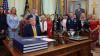 Trump creates military spouse commission; talks Iran, Reflecting Pool, more