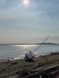 Another sunset sight: Still-beached boat