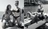 Kelly Brook shows off her curves in sexy swimwear as she poses with her shirtless husband Jeremy Parisi and his cousin on holiday