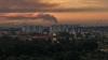 Emergency crews battle flames at the site of a Russian strike in Kyiv early on Wednesday.
