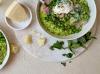 Creamy pea and ham risotto with dry white wine