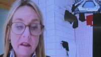 Awkward moment politician caught joining crunch meeting from her BATHROOM – with her underwear drying in background