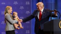 Watch Trump react to wandering toddler during Las Vegas speech