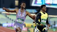 America’s answer to Gout Gout wins gold in sizzling 100m dash