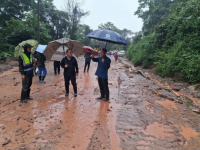 Deputy Minister Inspects Landslide Damage on Route 8A in Phou Phaman Area