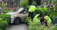 Car crashes into walkway outside Mandarin Gallery, 1 taken to hospital