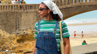 Put Down the Polka-Dots—Lori Harvey's Striped Outfit Offers a Fresh Take on Late-Summer Vacation Dressing