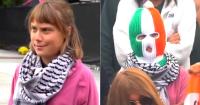 WATCH: Weird Greta Thunberg Wearing Keffiyeh and Balaclava, Trying To Escape Fans’ Attention at Pro-Palestine Festival