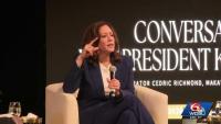 Former Vice President Kamala Harris joins New Orleans students for back-to-school rally