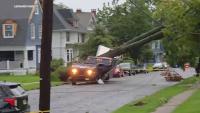 Storm topples tree onto Amazon truck in Plainfield, New Jersey