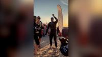 Polish man makes history after breaking world record and swimming across the Baltic Sea