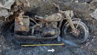 Low Danube water reveals Wehrmacht motorbike on riverbed