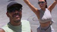 Loved-up Lewis Hamilton visits Kim Kardashian on the set of her TV drama as smitten couple pose for pictures together