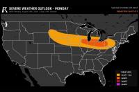 Ohio, Illinois and Indiana Severe Weather Threat Bumped to Level 2 This Monday as a Stalled Front Fuels Damaging Wind Cluster Threat