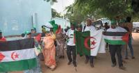 Sahrawi and Algerian delegations organize march along main street of university campus in Cotonou