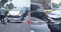 Two taken to hospital after 6-vehicle chain collision on PIE