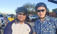 Exclusive: Naoero president, Chinese ambassador cycle island together passing China-supported projects, Chinese-run retail stores