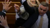Kosovo Parliament suspended after Opposition MP throws eggs at PM