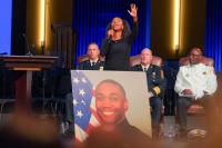 Atlanta police officials and CDC staff gather to honor Officer David Rose one year after shooting