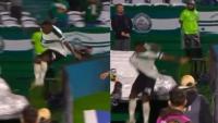 Wildest goal celebration? Coritiba defender vanishes after jumping over advertising boards | WATCH