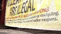 Local activists ring the Bell of Peace in protest of nuclear weapons