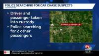 Three teens arrested, one sought after police pursuit in alleged stolen car