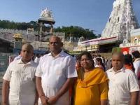 Sri Lankan MP Elayathamby Sreenath offers prayers at Sri Venkateswara Swamy Temple in Andhra Pradesh