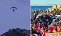 Migrants PARAGLIDE into Ceuta - with one killed after crashing into the sea - amid fears another 'invasion' has been planned