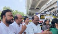 Delhi BJP chief Harsh Malhotra leads simultaneous protests outside homes of 22 AAP MLAs