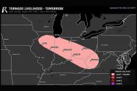 Columbus, Indianapolis and Fort Wayne Hold the Nations Best Tornado Chance This Tuesday as SPC Marks a Level 1 Possible Tornado Risk