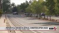 Motorcycle driver in critical condition after crash in northwest Albuquerque