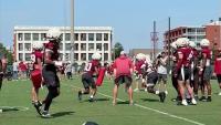 Alabama football LBs QB Reese and Abduall Sanders Jr. take on position drills      