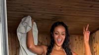 Maya Jama gets steamy in sauna as she wows in teeny white bikini on holiday