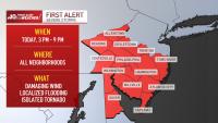 Severe thunderstorms passed through the Philadelphia region on Monday
