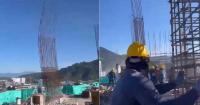 Stunning: This is how some construction workers experienced the earthquake in Colombia from the top of a building