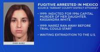 Woman wanted in 1996 murder of her young daughter arrested in Mexico