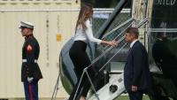 Trump joined by Melania lookalike on Air Force One as the First Lady remains 'missing' in action