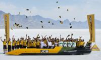 Britain's Andy Green, the only person to break the sound barrier in a car, sets hydrogen speed record using JCB tractor engines