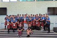 Bo'ness charity sends Good Vibes in the form of a traffic cone to Boston with pipe band