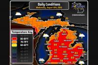 Michigan Storm Chance Rises to 25 Percent Wednesday as Central Michigan Faces Damaging Winds Up to 80 MPH and Large Hail Near Mount Pleasant