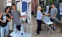 Pair bring 50 litres of 'legal hosepipe water' from Brighton to help London gardeners get through the drought