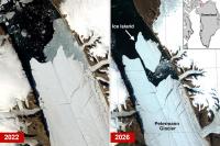 Manhattan-sized chunk of ice breaks away from Greenland glacier, forming icy island