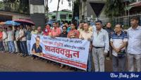 Rangamati journalists rally for release of colleague Saykat Ranjan