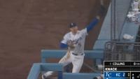 Terrifying moment Dodgers star Freddie Freeman falls headfirst down stairs into Royals’ dugout in scary live TV scenes