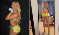 Zara Larsson does her best feline impression as she poses in hotpants and a crop top ahead of Istanbul show