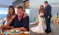 Meet the Packers! James Packer's new wife Kylie Lim shares a photo of their wedding day in Italy as bride stuns in a strapless white dress while holding her beloved dog