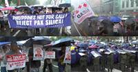 Manila protesters brave heavy rain to rally against US-backed global tech initiative