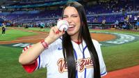 Venezuelan pop singer's first pitch joins the celebrity hall of shame