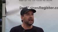 Josh Turek speaks at the Des Moines Register Political Soapbox      