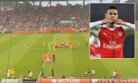 Former Arsenal star Francis Coquelin suffers 'suspected broken eye socket' as veteran is rushed to hospital after brutal clash of heads in Ligue 2 fixture